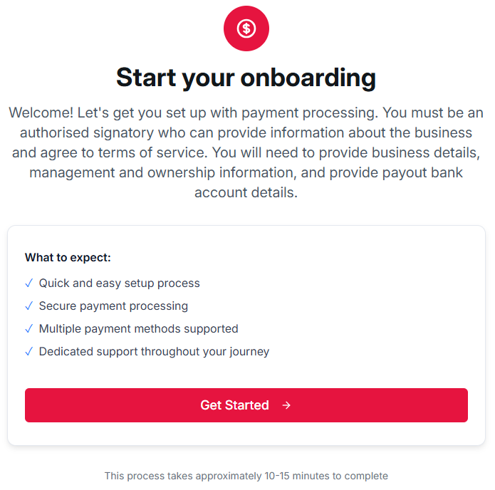 Begin onboarding
